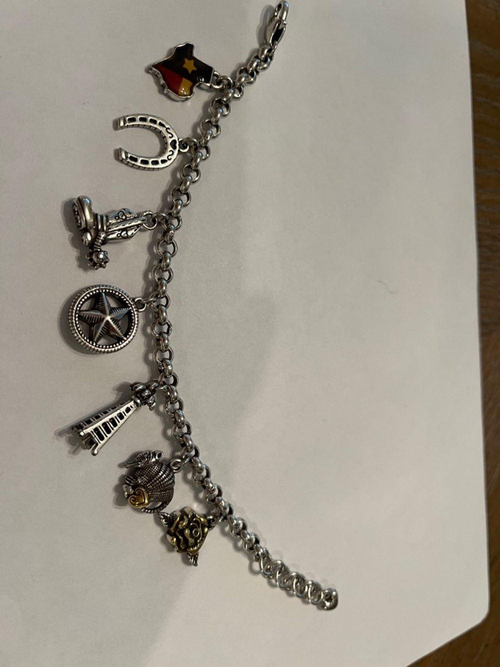 Brighton Texas Charm Bracelet with Assorted Charms - Silver and Gold Accents